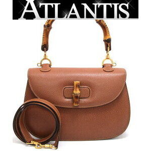 Gucci Bamboo Handbag Leather Brown